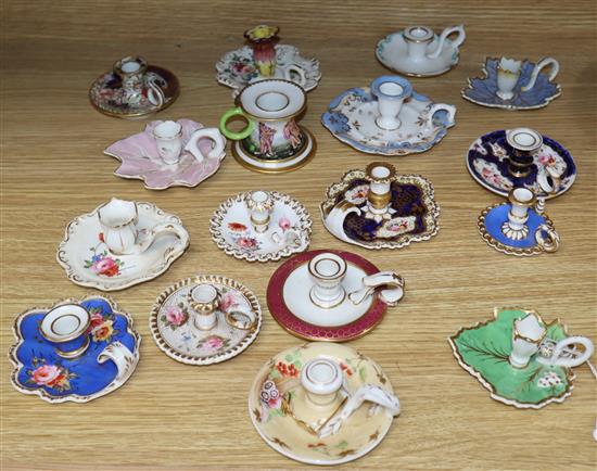 A collection of seventeen, mainly 19th century, miniature chambersticks